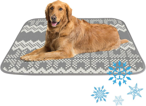 imiBBWQu Cooling Mat for Dogs Grey Stripes Green Pet Cooling Mat Washable Summer