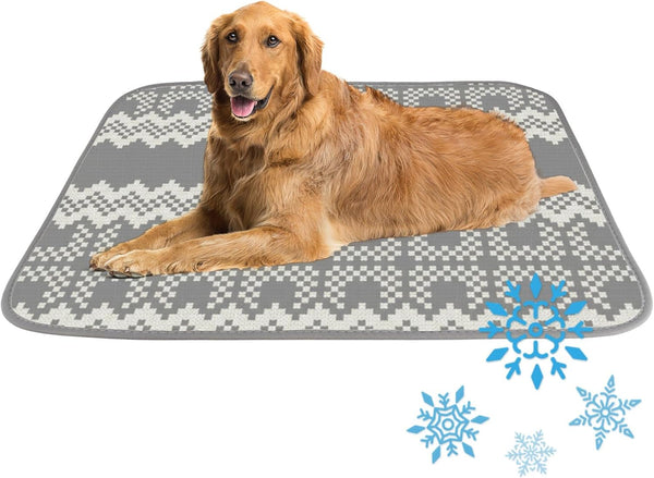 imiBBWQu Cooling Mat for Dogs Grey Stripes Green Pet Cooling Mat Washable Summer