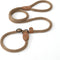 Mile High Life Heavy Duty Slip Leads for Dogs, 5 Feet No Pull Dog Training Leash with Leather Tip, Brown Rope Lead