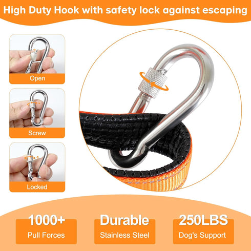 Long Chew Proof Dog Leash, Heavy Duty Tie Out Cable for Medium Large Dogs, 10/20/30/50ft with Padded Handle