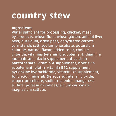 Pack, Country 13.2oz (Pack 12) Amazon Basics Wet Dog Food Variety Stew Flavor and Cuts in Gravy with Beef, Made