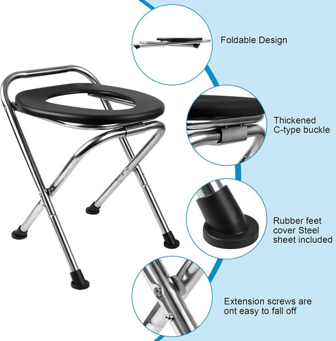 DSUWAZU Portable Toilet for Camping, Portable Toilet Seat, Portable Toilet Travel, Stainless Steel Portable Toilet