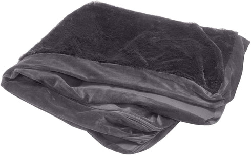 Furhaven Plush & Velvet L Shaped Chaise Replacement Dog Bed Cover, Jumbo Plus (XX-Large) - Platinum Gray, Machine