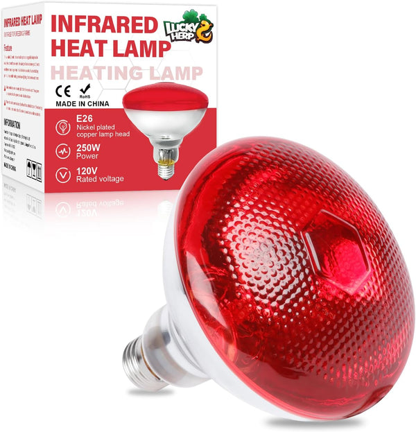 LUCKY HERP Infrared Heat Lamp for Chickens - 250 Watts Red Heat