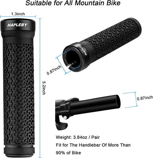 Hapleby Premium Bike Handlebar Grips - Single/Double Lock-on with Anti-Slip, Includes Allen Wrench 2PCS (Classic)
