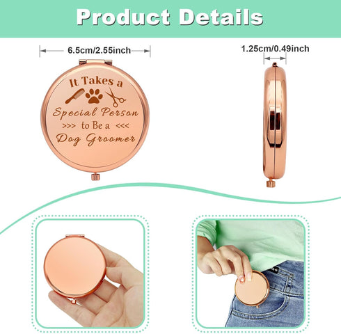 Dog Groomer Gift for Women, Compact Makeup Mirror for Dog Stylist, Pet Grooming Gifts for Dog Lovers.
