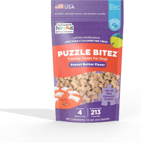 Outward Hound Nina Ottosson Puzzle Bitez Training Treats: Peanut Butter Flavor Soft Small Dog Treats