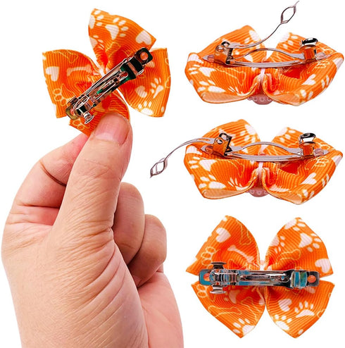 PET SHOW Bowknot Dog Hair Bows with French Barrette Clips - Pack of 10 Grooming Accessories for Yorkie, Teddy, Puppies