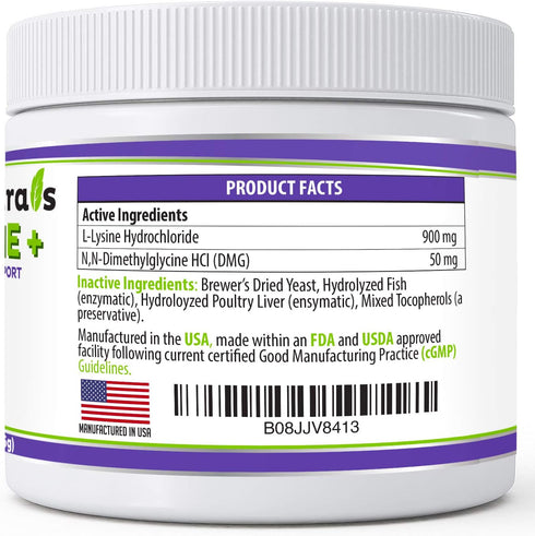 Trulysine Plus L-Lysine for Cats, 8oz/226g Immune Support Oral Powder for Cats & Kittens, Fish & Poultry Flavor