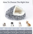 Round Hooded Dog Bed - Plush Cat Cave Self Warming Fluffy Pet Bed for Puppy and Kitty, Anti-Anxiety Donut Design