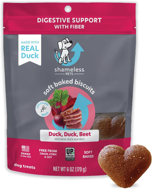 Shameless Pets Soft-Baked Dog Treats, Duck Duck Beet - Healthy Chews for Digestive Support, Made in USA (1-Pack)