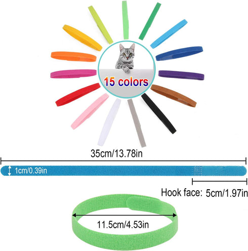 15 Pcs Puppy Whelping Collars, Double-sided Soft Adjustable ID Bands, Newborn Pet Collars for Dogs and Cats in 15 Colors