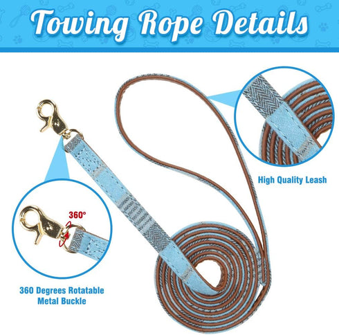 BINGPET Bow Tie Dog Collar and Leash Set - Adjustable Classic Plaid Dog Bandana Collar with Bell for Small Dogs