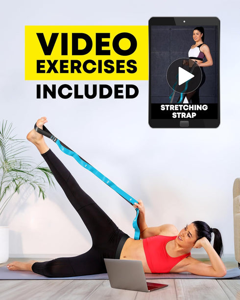 Stretching Strap with Loops, Non Elastic Stretch Band for Physical Therapy, Yoga, Exercise, Flexibility