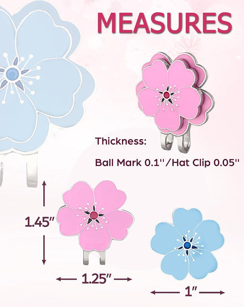 12-Piece Set Magnetic Golf Ball Marker with Flower Clips for Golf Enthusiasts