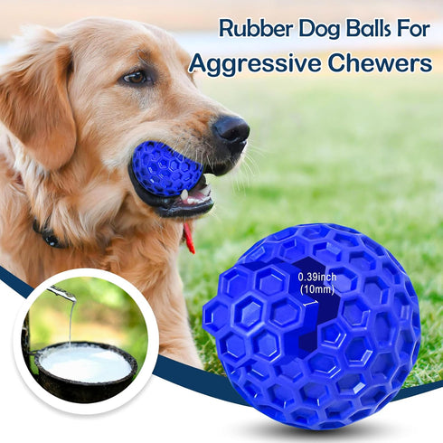 CHEODIN 2 Pack Indestructible Squeaky Dog Balls for Aggressive Chewers, Interactive Dog Toys for Teething, Relieving