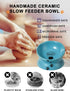 Y YHY Elevated Cat Food Bowl, Ceramic Raised Bowl with Tilt Angle for Cat's Spine Protection, Anti Vomiting Dish (Lake