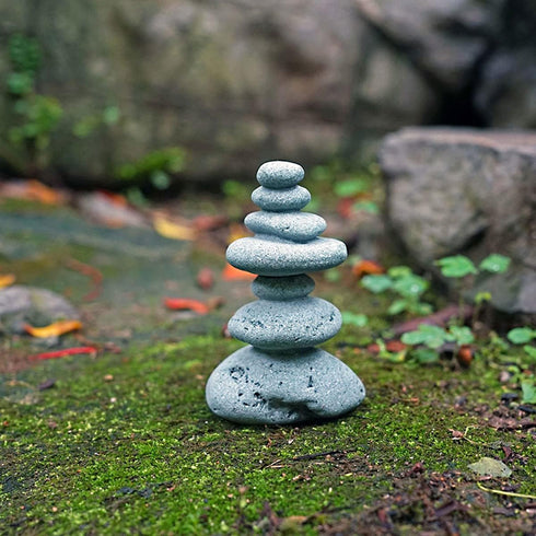 OwMell Balanced Stones Cairn Statue Garden Decor, Stacked Zen Rock Stone Decor, Small Fish Tank Decoration, Micro Landscape Decor 3.7" by OwMell