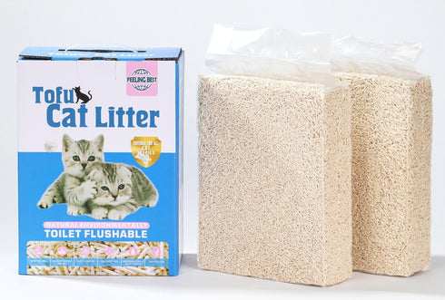 Tofu Cat Litter 11.2LB (5.6lb×2bag) - 100% Food Grade, Clumping, Flushable, Ultra Absorbent, Dust-Free