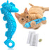 Ronton Cat Toothbrush Catnip Toy, Durable Hard Rubber Dental Care, Interactive Chew Toy (1 Pack - Seahorse)