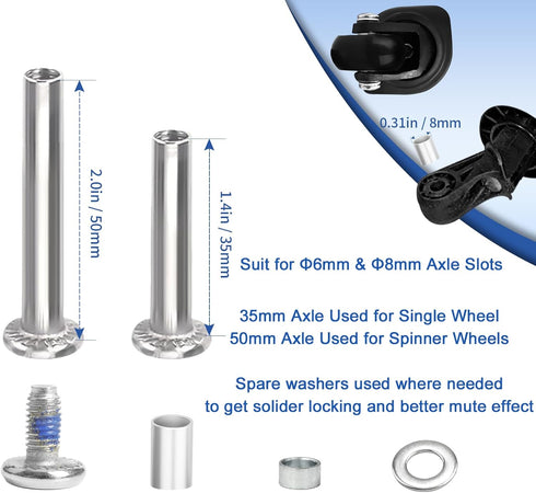 ASUNTOM 50x14mm, 8PCS Luggage Wheels Replacement Swivel Caster Wheels with Axles & Repair Kit, Precision Ball Bearings