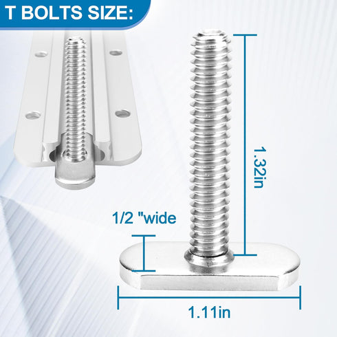 T Bolts for Kayak Track/Rail Mount, Kayak Track Accessories Screws 1.5 Inch Long, Nuts 1/2 Inch Wide, 6 Pack