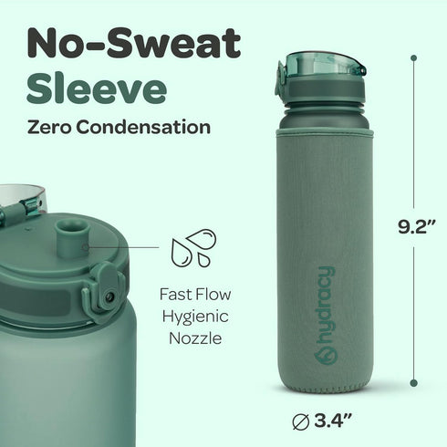 Hydracy Large Water Bottle with Time Marker - BPA Free Gym Bottle, Leak Proof with Fruit Infuser Strainer, Ideal for