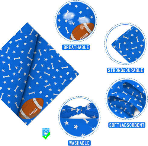Football Dog Bandana Boy Girl Pets Bibs Scarf Triangle Adjustable Handkerchief,Holiday Bandanas for Medium Large