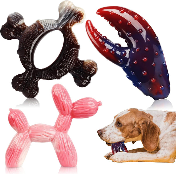 Durable Dog Chew Toys for Medium/Large Aggressive Chewers, 3-Pack Indestructible Nylon Toys for Dogs Under 120lbs