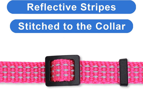 Pawtitas Reflective Cat Collar with Safety Buckle, Removable Bell, Pink, One Size