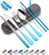Travel Utensils Set, Reusable Portable Cutlery Set, Stainless Steel 8pcs, Dinner Knife, Fork, Spoon, Chopsticks,