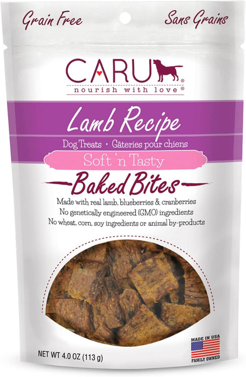 CARU Soft 'n Tasty Baked Bites - Lamb Bites Dog Treats - Flavorful Training Treats, 4 oz.