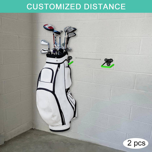Wall Mounted Golf Bag Hook, 2 Bags Storage Racks for Garage Organization, Space Saving Hanging Organizer