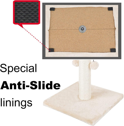 Dimaka 29'' Cat Scratching Post with Natural Sisal Rope and 4 Teasing Toy Balls for Large Cats (Beige)