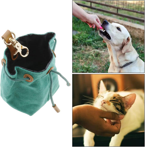 Create Idea Dog Treat Pouch, Cleanable Dog Treat Training Bag with Clip and Drawstring for Dog Training Outdoor
