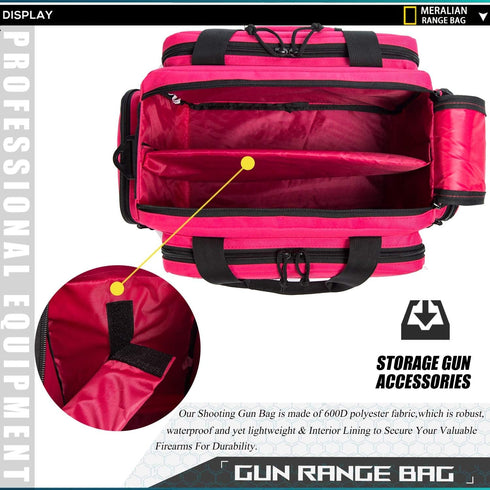Tactical Gun Range Bag, Padded Shooting Range Duffle for Handguns, Pistols, and Ammo