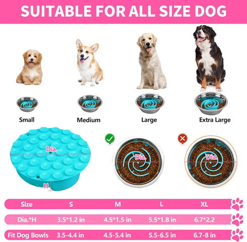 Bestalk Soft Silicone Slow Feeder Dog Bowls Insert, Suction Cups for Small, Medium, Large Dogs, Fits Basic and Elevated