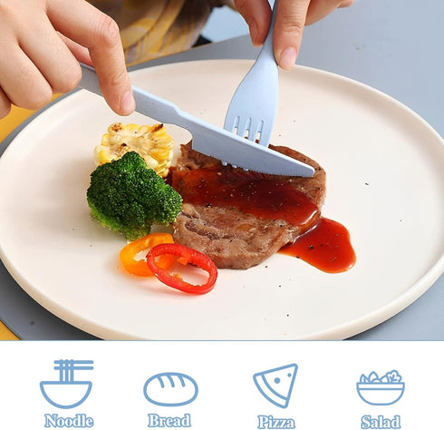 Set, 2 Sets Set JEPELUS Cutlery Portable Travel Utensils with Case, Reusable Wheat Straw Utensils Fork Spoon Knife