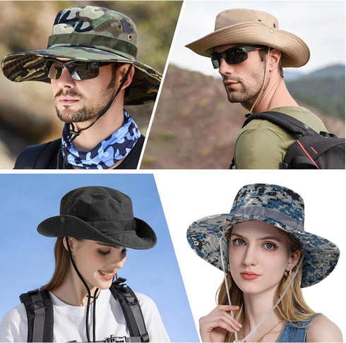 Rosoz Sun Hats for Men Women Boonie Bucket Hat UPF 50+ Wide Brim UV Protection for Fishing Hiking