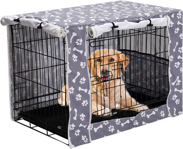 Pethiy Durable Polyester Dog Crate Cover - Universal Fit for Most 24 Inch Wire Dog Crates - Cover Only - Sky Gray