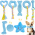Puppy Toys, 8 Pack Teething Chew Toys Set, Cute Blue Soft Durable Interactive Toys for Small Dogs