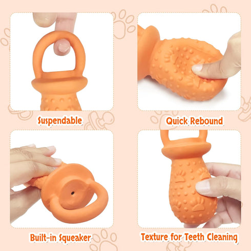 5.2" Dogs(Orange,1 Latex Chew Dog Toys, Novelty Squeaky Pacifier Dog Toys, Durable Pacifier Dog Chew Toys for Small