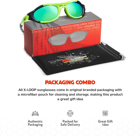 X LOOP Youth Sports Polarized Sunglasses for Boys, Kids, Teens Age 8-16, Baseball Wrap Around