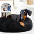Washable Calming Dog Bed for Medium Dogs, 28 Inch Black Fluffy Anti-Anxiety Faux Fur Round Pet Bed