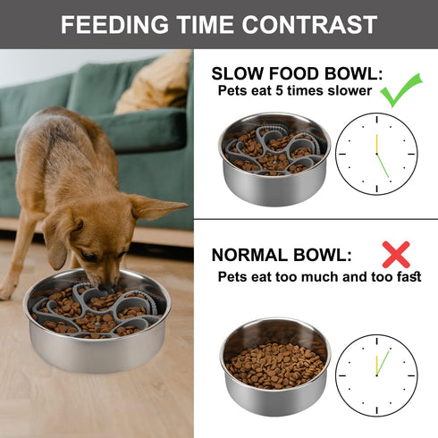 Dog Slow Feeder Dog Bowls Silicone Spiral Dog Food Bowls Feeder Insert to Slow Down Eating for Large Medium Small Breed Dogs Perfect with Stainless Steel Glass Ceramic Dog Bowls (Grey)