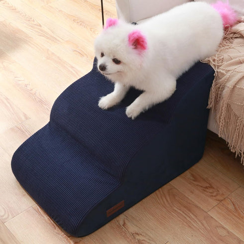 Dog Stairs and Steps for Beds Or Couches, 3-Step Pet Stairs for Small Dogs and Cats, Soft Non-Slip Ramp for Older Dogs