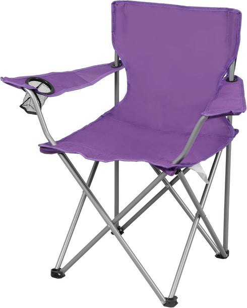 Generic Quad Folding Camp Chair with Cup Holder, Purple