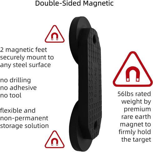 56lbs Double-Sided Magnetic Gun Rack - Rated Gun Mount, No Drill or Adhesive Tape Needed, Scratch-Proof and Portable