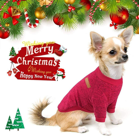 Idepet Pet Dog Classic Knitwear Sweater, Fleece Coat for Small, Medium Dog, Warm Pet Dog Cat Clothes, Soft Puppy