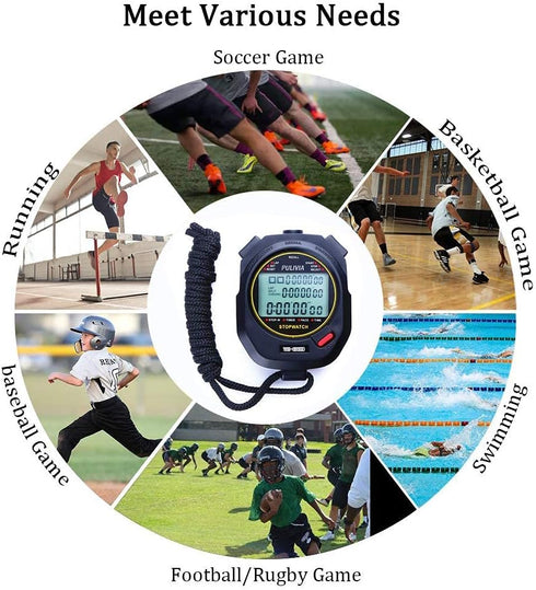 Stopwatch Timer, Digital Stopwatch with Clock, Calendar, Alarm, Large Display for Sports, Kids, Coaches, Swimming